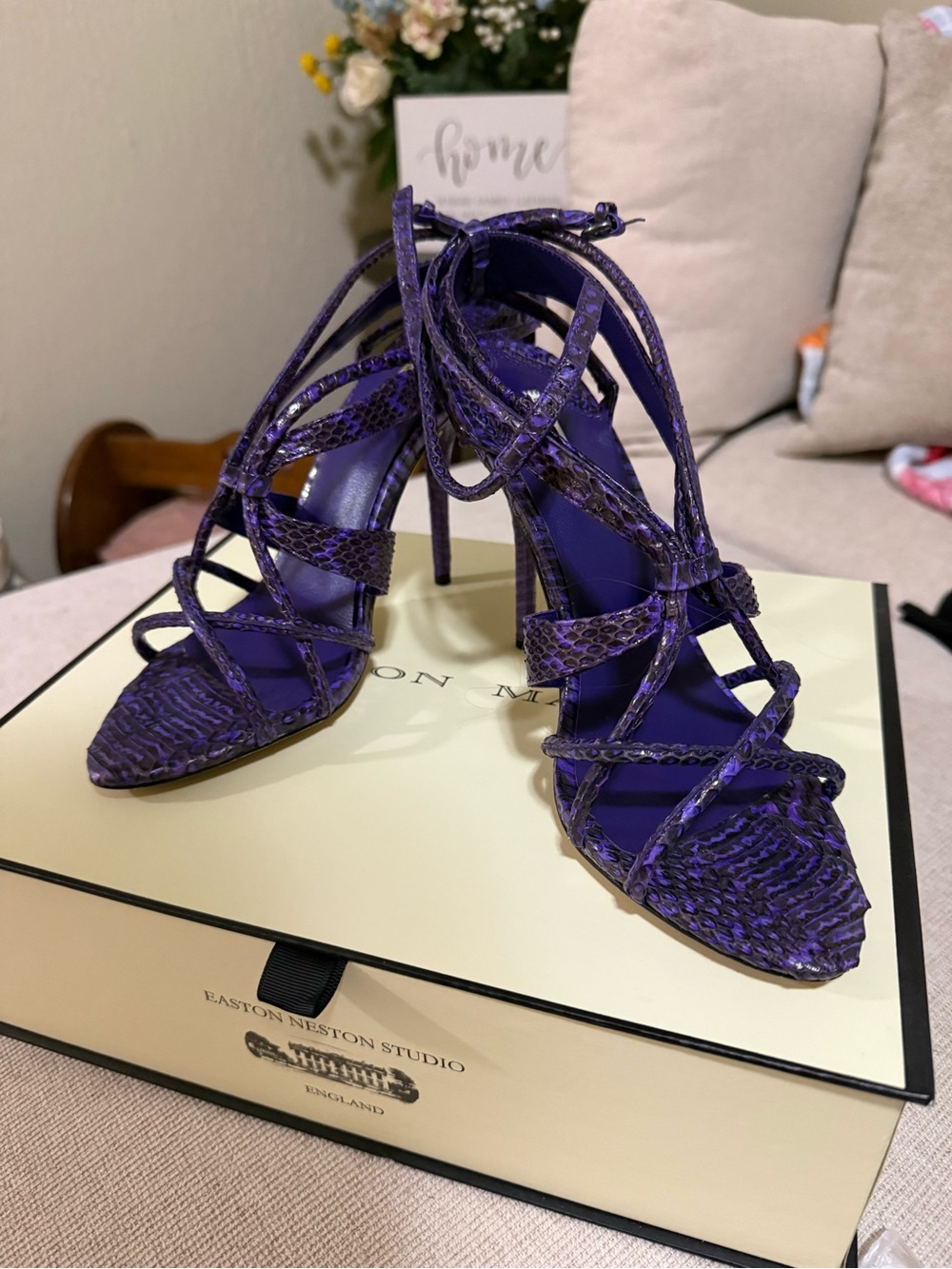 Purple Strappy High-Heel Sandals by Easton Neston Studio